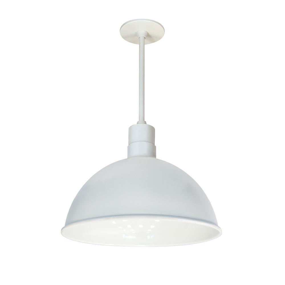 16&#34; RLM 72&#34; Stem Mounted LED Shade, 3800lm, 4000K, White, 120V 0-10V/Triac/ELV & 277V 0-10V