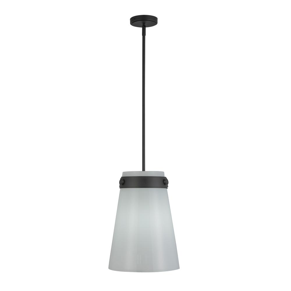 Dahlia 1 Light Pendant 12&#34;, Black