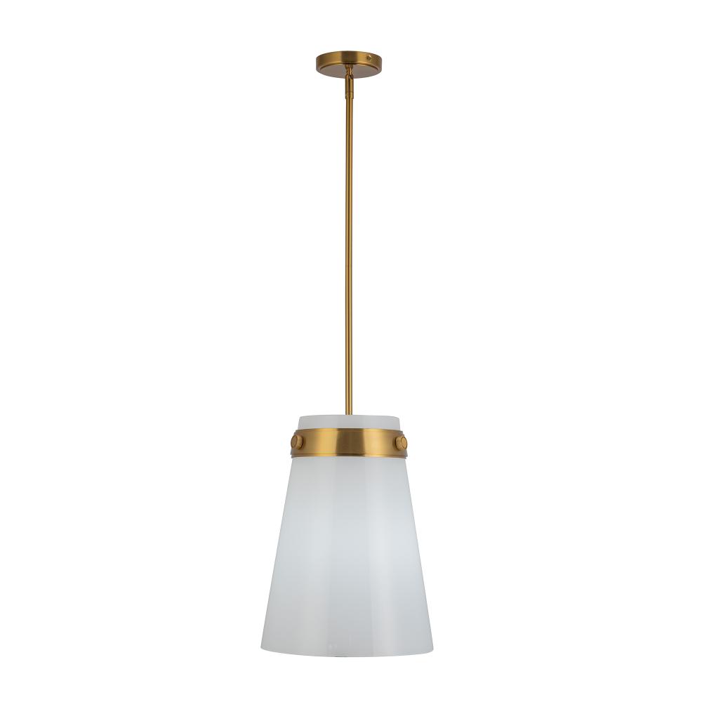 Dahlia 1 Light Pendant 12&#34;, Brushed Brass