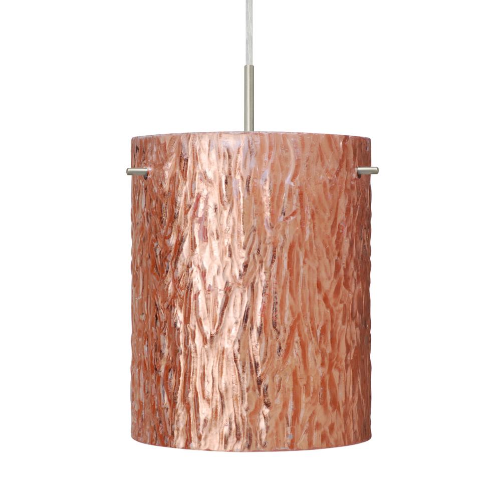 Besa Tamburo 8 Pendant, Stone Copper Foil, Black Finish, 1x11W LED