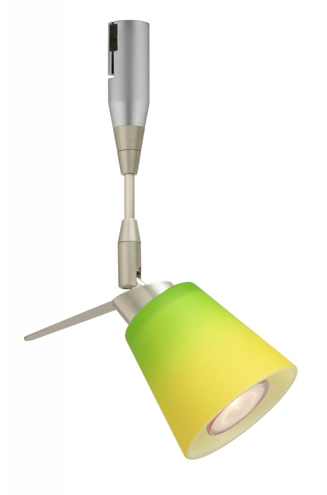 Besa Spotlight With 12&#34; Stem Canto 3 Satin Nickel Bicolor Green/Yellow 1x35W Halogen