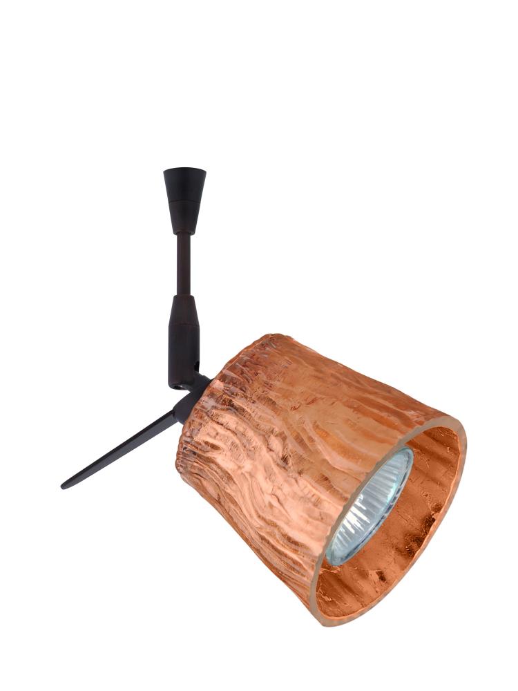 Besa Spotlight With 18&#34; Stem Nico 3 Bronze Stone Copper Foil 1x50W Halogen Mr16