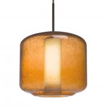 Besa Lighting 1JT-NILES10AO-LED-BR-L - Besa Niles 10 Pendant, Amber Bubble/Opal, Bronze Finish, 1x5W LED, 15Ft. Cord