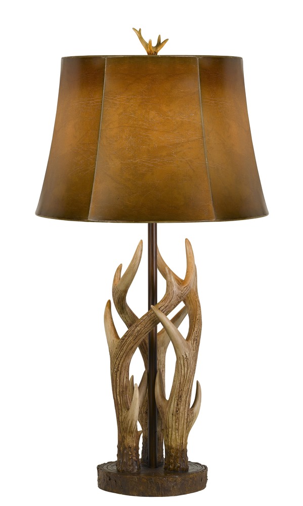 32.5&#34; Height Resin Table Lamp in Brown/Bone Finish.
