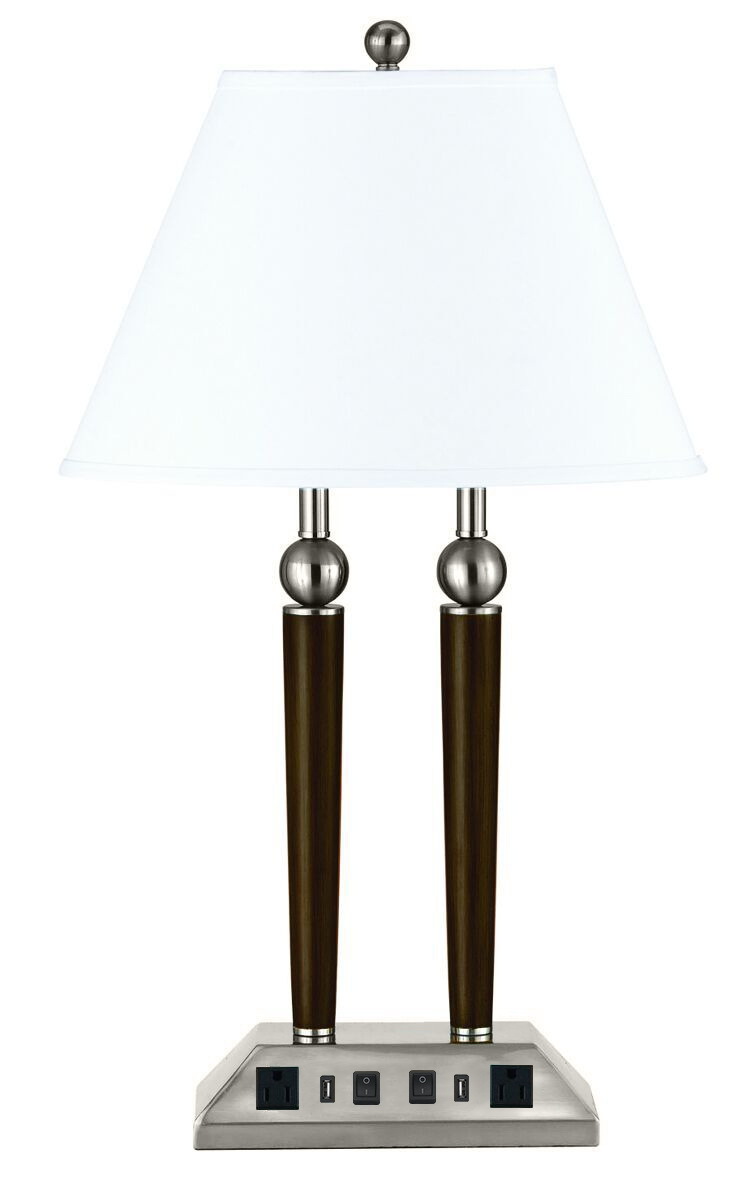 27&#34; Height Metal Desk Lamp in Brushed Steel/Espresso Finish