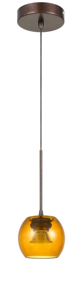10&#34; Height LED Glass Pendant in Rust