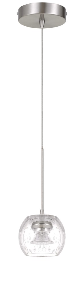 10&#34; Height LED Glass Pendant in Brushed Steel