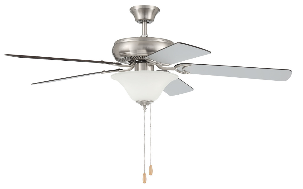 52&#34; Ceiling Fan w/Blades & Bowl Light Kit White Glass