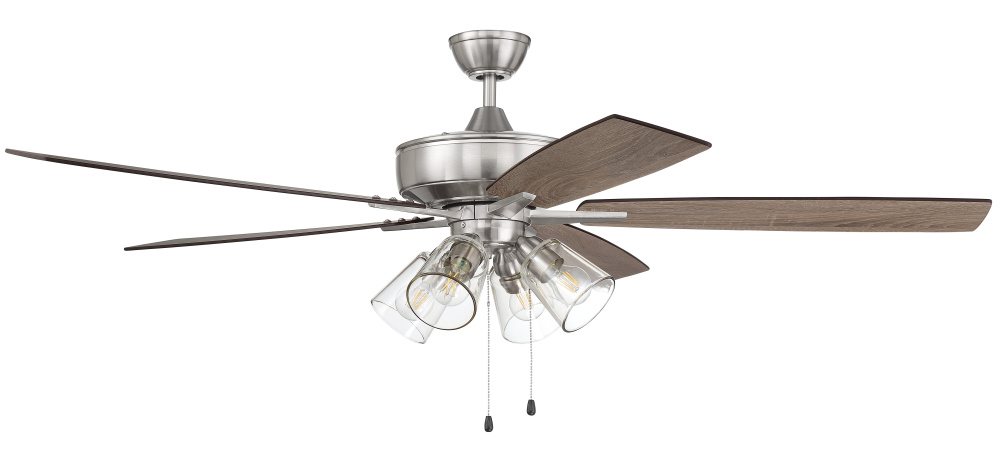 60&#34; Ceiling Fan w/Blades, 4 Clear Glass Light Kit