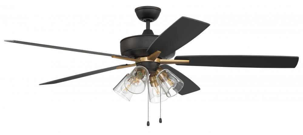 60&#34; Ceiling Fan w/Blades and 4 Light Kit Clear Glass