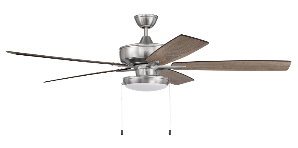 60&#34; Super Pro 119 in Brushed Polished Nickel w/ Driftwood/Grey Walnut Blades