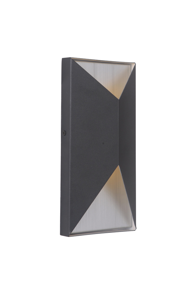 Peak 2 Light Small LED Outdoor Pocket Sconce in Textured Black/Brushed Aluminum