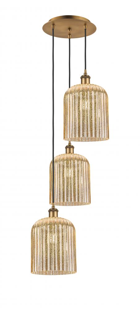 Bridal Veil - 3 Light - 12 inch - Brushed Brass - Cord Hung - Multi Pendant