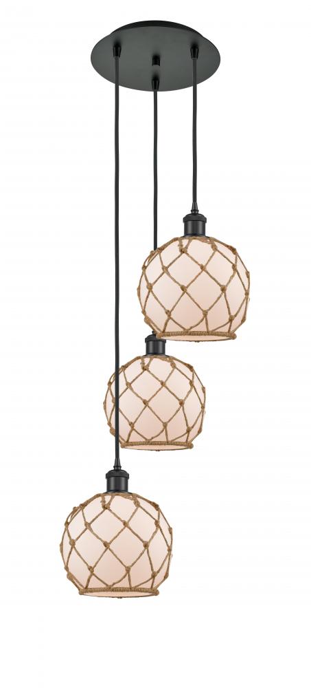 Farmhouse Rope - 3 Light - 15 inch - Matte Black - Cord Hung - Multi Pendant