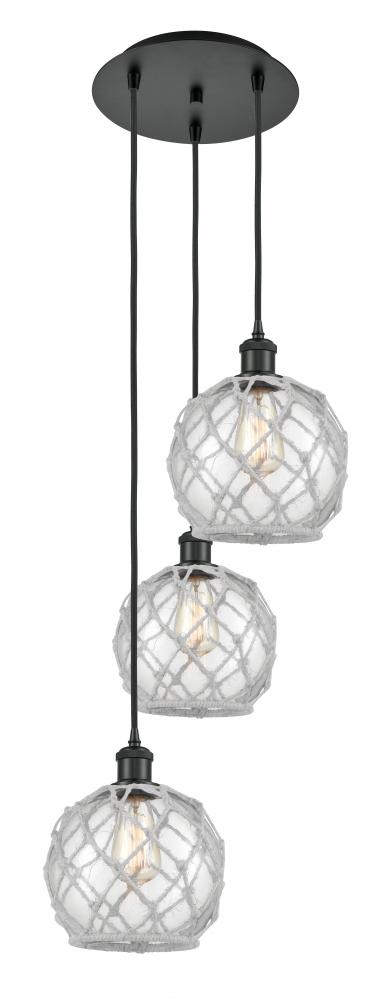 Farmhouse Rope - 3 Light - 15 inch - Matte Black - Cord Hung - Multi Pendant