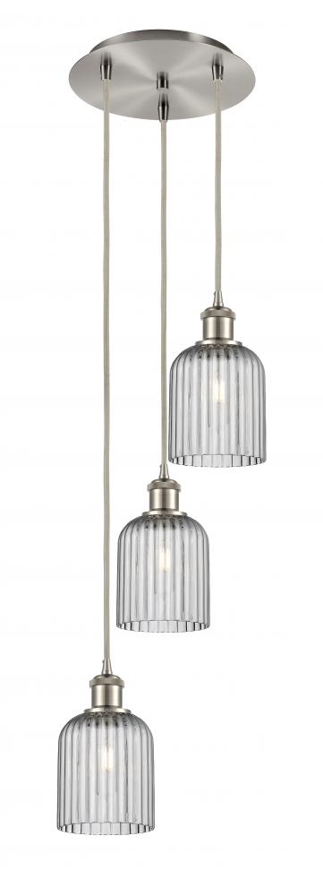 Bridal Veil - 3 Light - 12 inch - Brushed Satin Nickel - Cord Hung - Multi Pendant