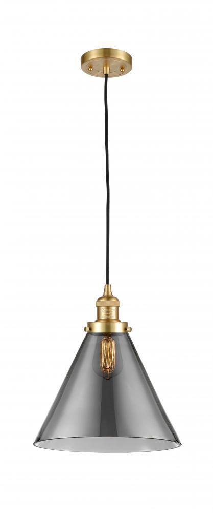 Cone - 1 Light - 12 inch - Satin Gold - Cord hung - Mini Pendant