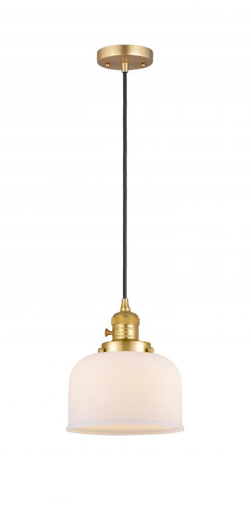 Bell - 1 Light - 8 inch - Satin Gold - Cord hung - Mini Pendant