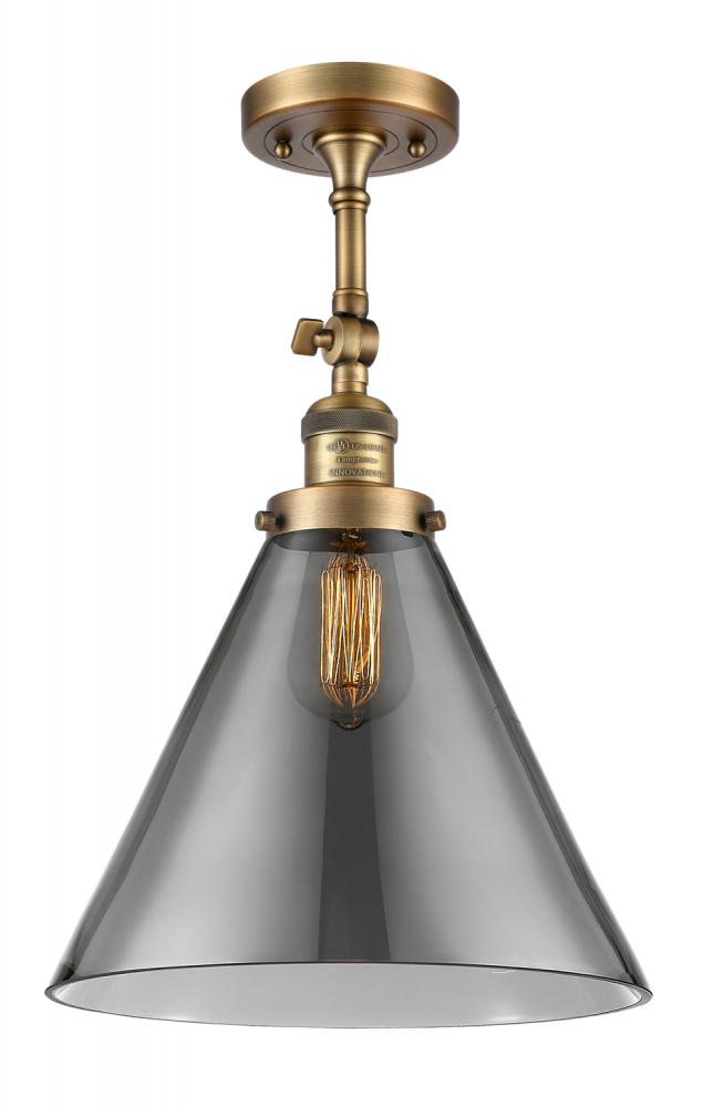 Cone - 1 Light - 12 inch - Brushed Brass - Adjustable Semi-Flush Mount