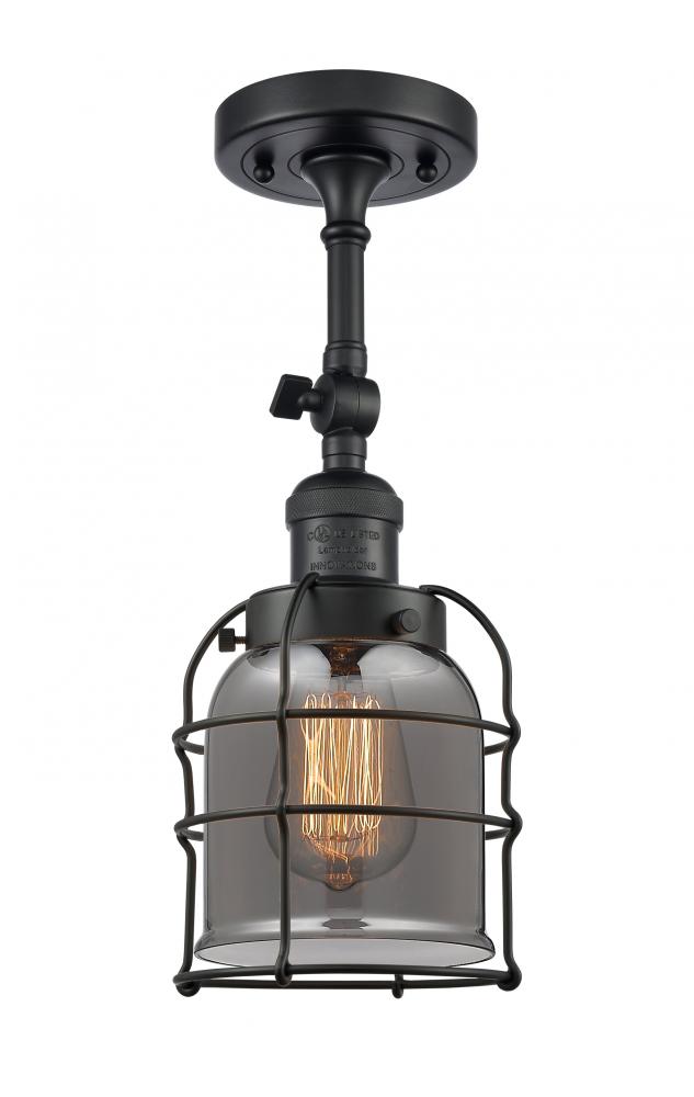 Bell Cage - 1 Light - 6 inch - Matte Black - Adjustable Semi-Flush Mount