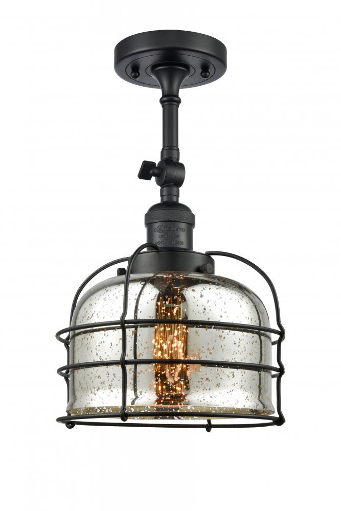 Bell Cage - 1 Light - 9 inch - Matte Black - Adjustable Semi-Flush Mount