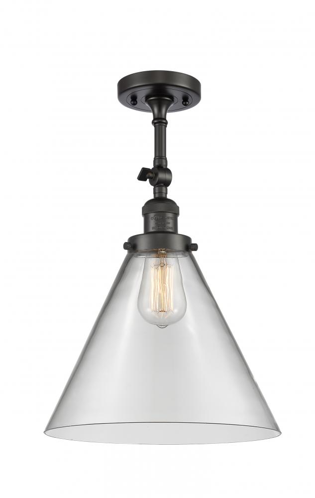 Cone - 1 Light - 12 inch - Oil Rubbed Bronze - Adjustable Semi-Flush Mount