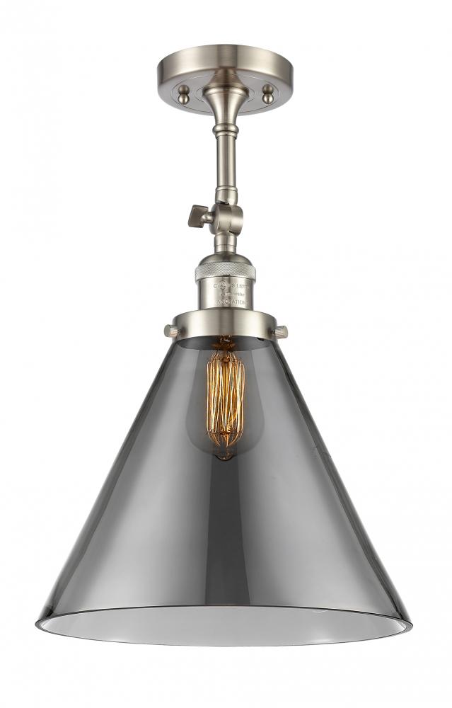 Cone - 1 Light - 12 inch - Brushed Satin Nickel - Adjustable Semi-Flush Mount