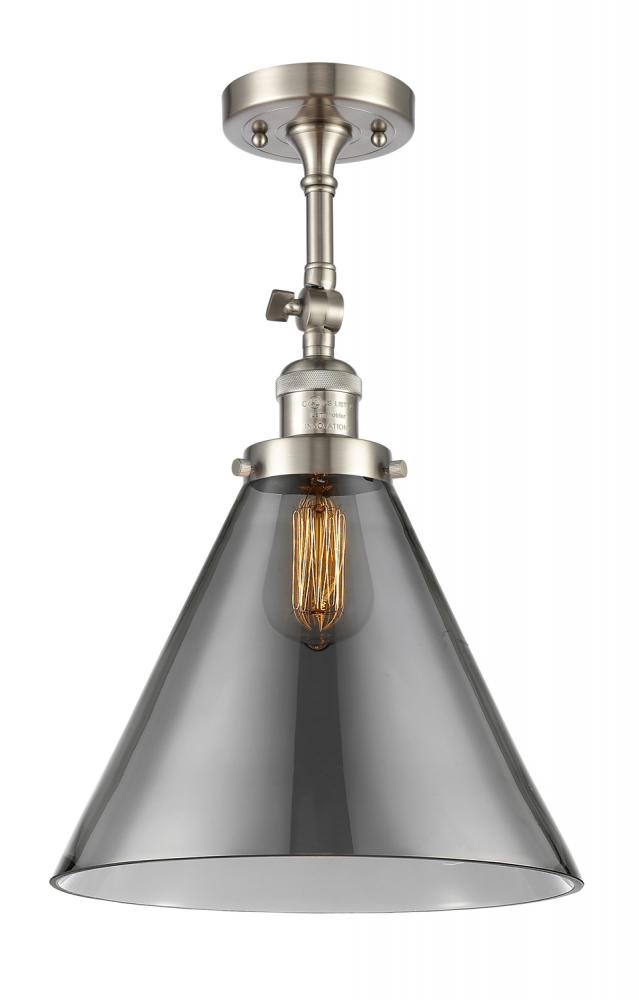 Cone - 1 Light - 12 inch - Brushed Satin Nickel - Adjustable Semi-Flush Mount