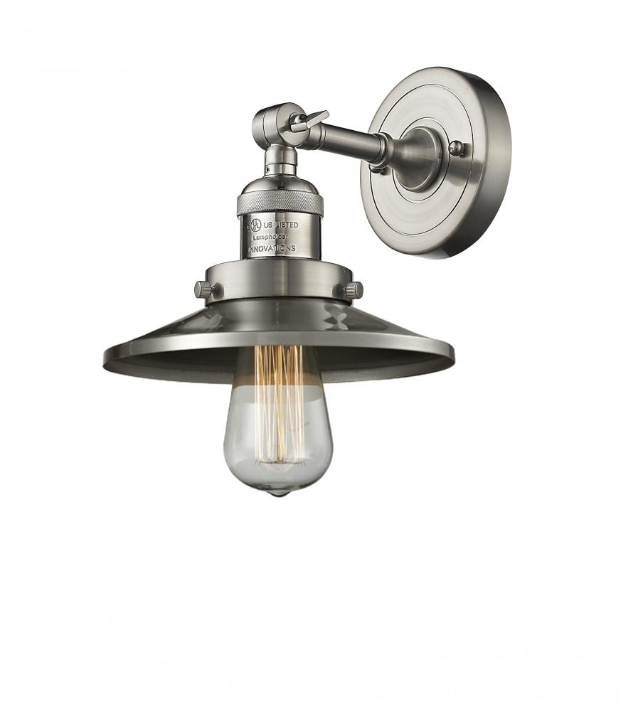 Railroad - 1 Light - 8 inch - Brushed Satin Nickel - Adjustable Sconce
