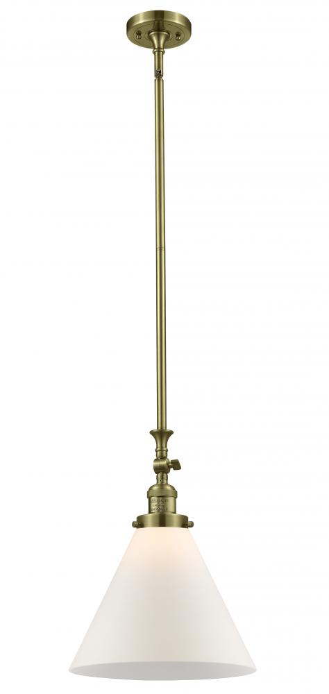 Cone - 1 Light - 12 inch - Antique Brass - Stem Hung - Adjustable Mini Pendant
