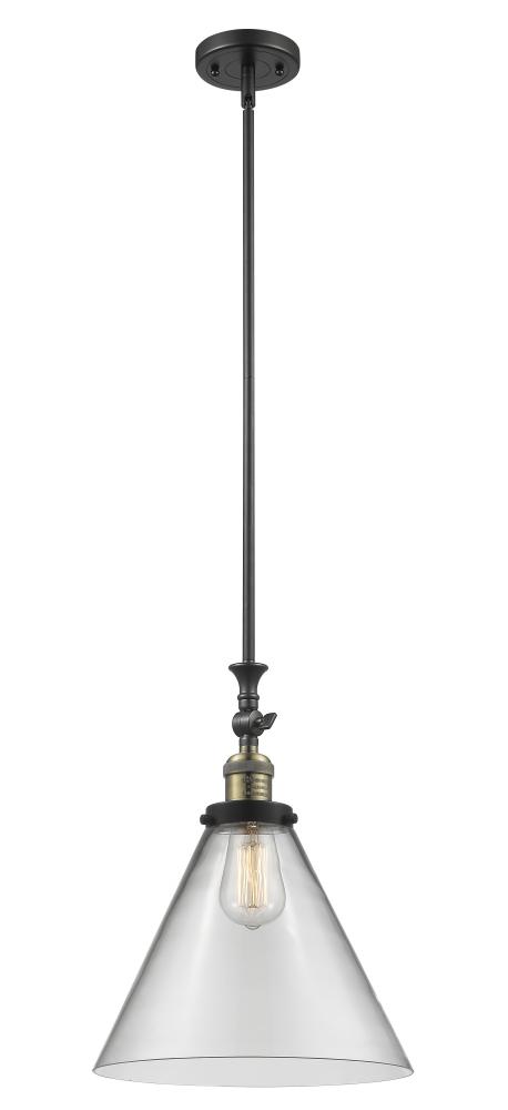 Cone - 1 Light - 12 inch - Black Antique Brass - Stem Hung - Adjustable Mini Pendant