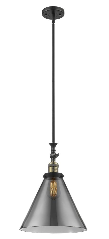 Cone - 1 Light - 12 inch - Black Antique Brass - Stem Hung - Adjustable Mini Pendant