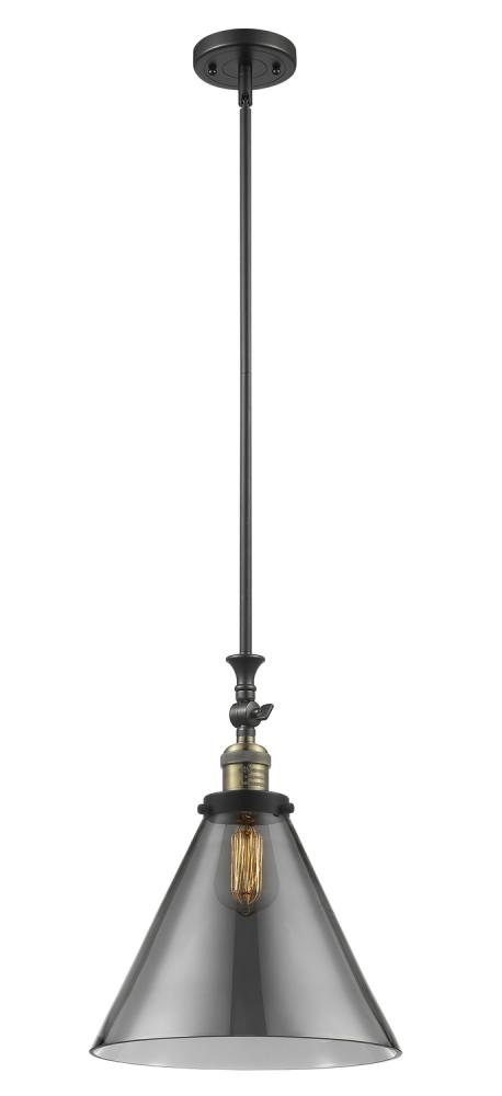 Cone - 1 Light - 12 inch - Black Antique Brass - Stem Hung - Adjustable Mini Pendant