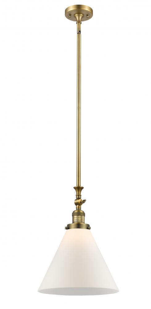 Cone - 1 Light - 12 inch - Brushed Brass - Stem Hung - Adjustable Mini Pendant