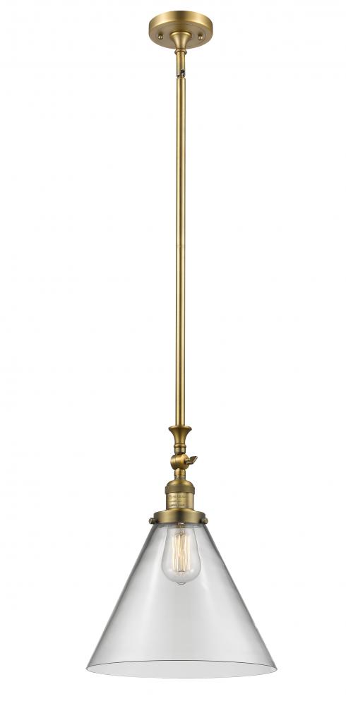Cone - 1 Light - 12 inch - Brushed Brass - Stem Hung - Adjustable Mini Pendant