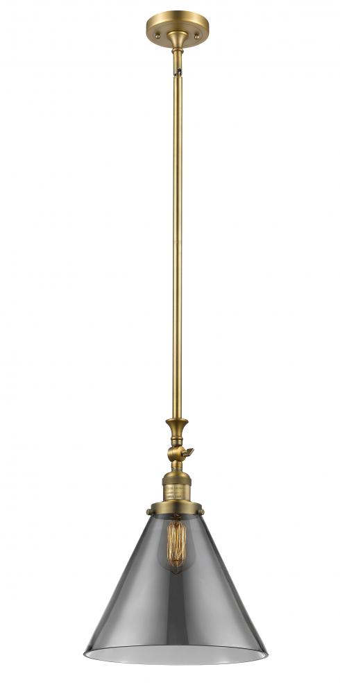 Cone - 1 Light - 12 inch - Brushed Brass - Stem Hung - Adjustable Mini Pendant