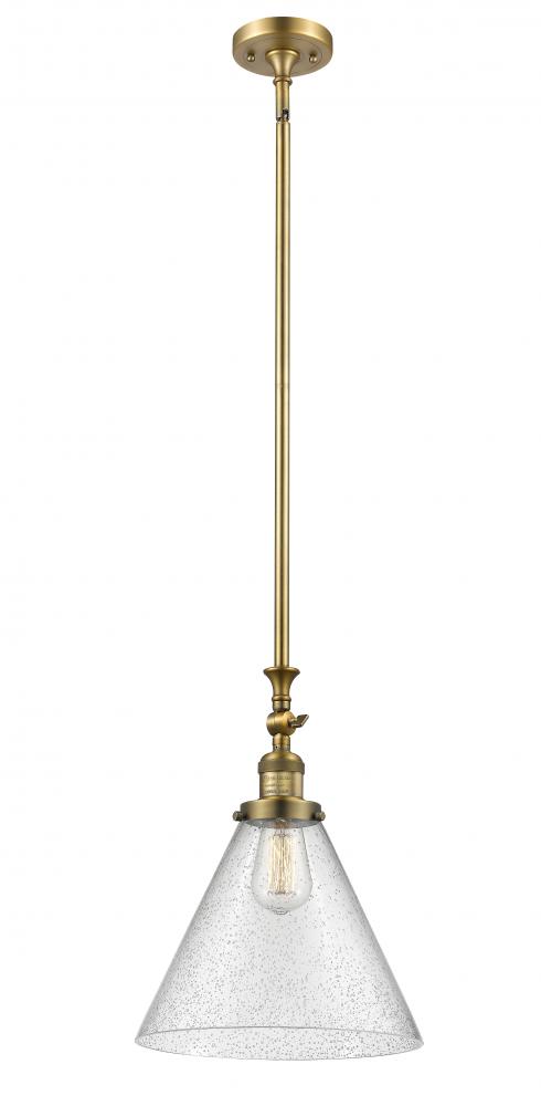 Cone - 1 Light - 12 inch - Brushed Brass - Stem Hung - Adjustable Mini Pendant