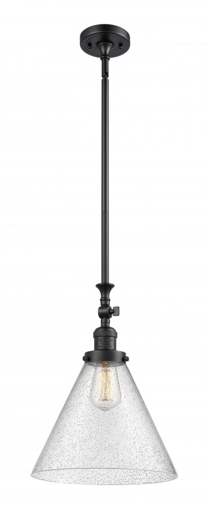 Cone - 1 Light - 12 inch - Matte Black - Stem Hung - Adjustable Mini Pendant