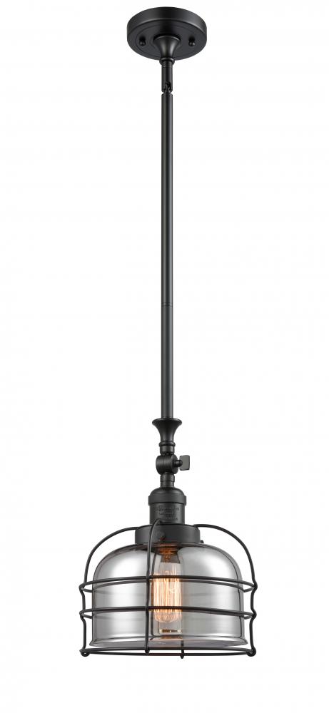 Bell Cage - 1 Light - 9 inch - Matte Black - Stem Hung - Adjustable Mini Pendant