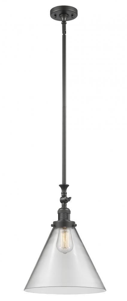 Cone - 1 Light - 12 inch - Oil Rubbed Bronze - Stem Hung - Adjustable Mini Pendant