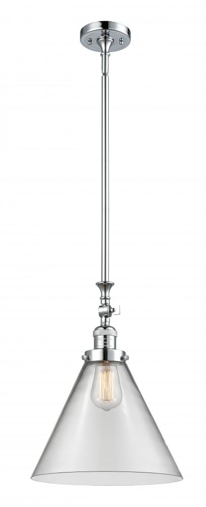 Cone - 1 Light - 12 inch - Polished Chrome - Stem Hung - Adjustable Mini Pendant