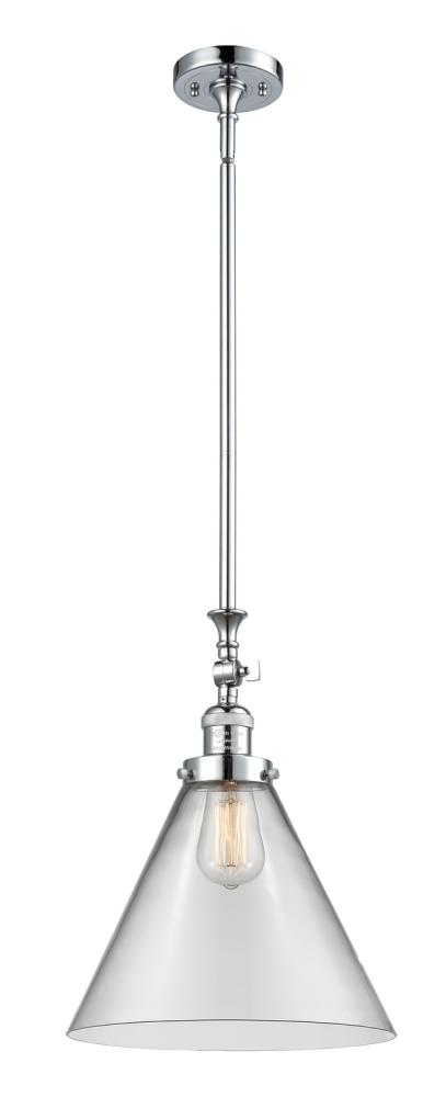 Cone - 1 Light - 12 inch - Polished Chrome - Stem Hung - Adjustable Mini Pendant