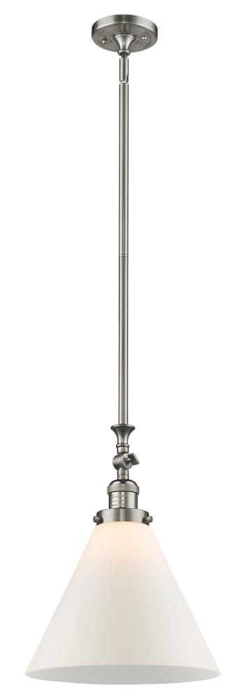 Cone - 1 Light - 12 inch - Brushed Satin Nickel - Stem Hung - Adjustable Mini Pendant