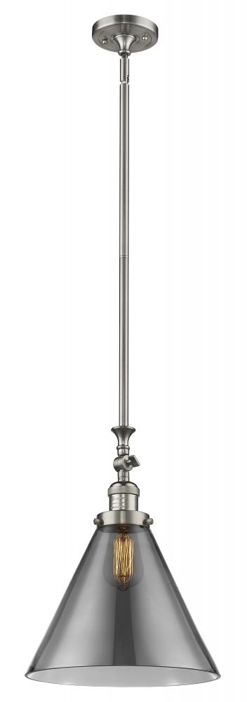 Cone - 1 Light - 12 inch - Brushed Satin Nickel - Stem Hung - Adjustable Mini Pendant