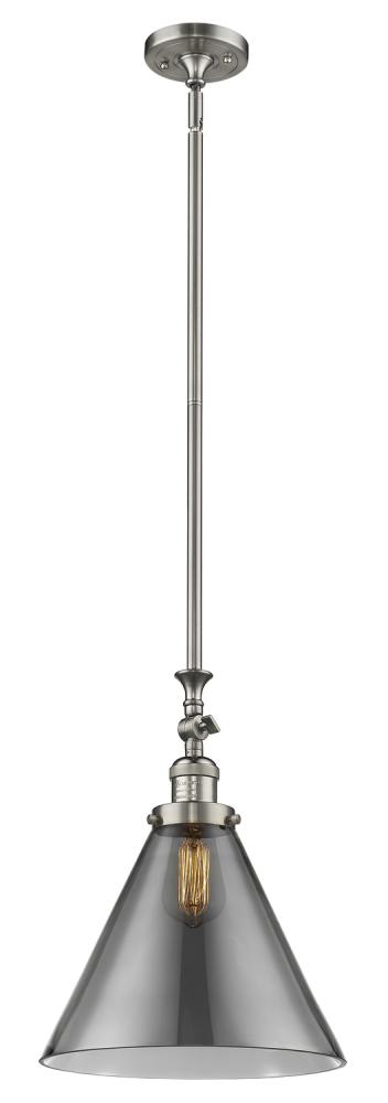 Cone - 1 Light - 12 inch - Brushed Satin Nickel - Stem Hung - Adjustable Mini Pendant