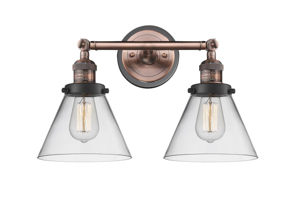 Cone - 2 Light - 18 inch - Antique Copper - Adjustable Bath Vanity Light