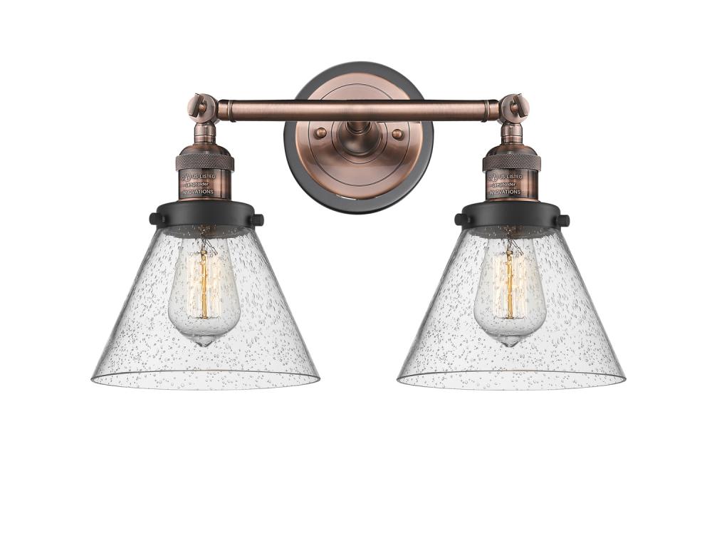Cone - 2 Light - 18 inch - Antique Copper - Adjustable Bath Vanity Light