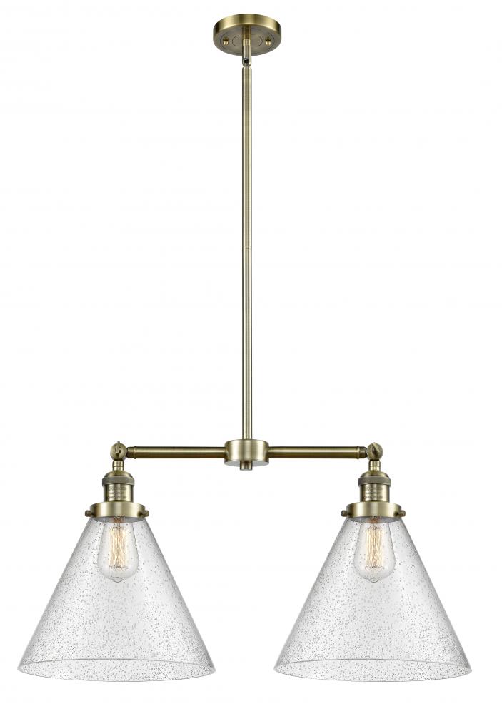 Cone - 2 Light - 21 inch - Antique Brass - Stem Hung - Adjustable Island Light