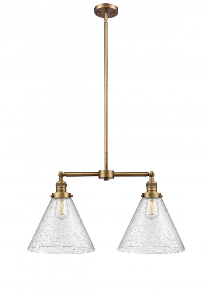 Cone - 2 Light - 21 inch - Brushed Brass - Stem Hung - Adjustable Island Light