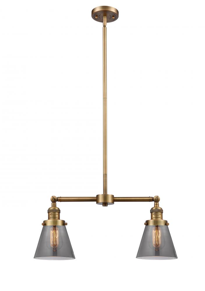 Cone - 2 Light - 21 inch - Brushed Brass - Stem Hung - Adjustable Island Light
